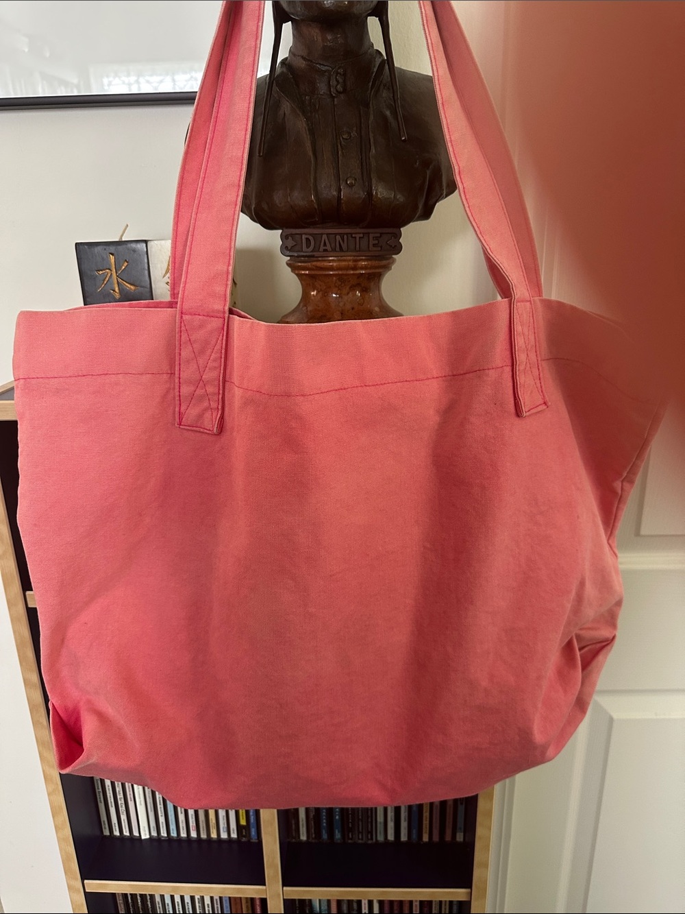 Esprit Coral-Pink Canvas Tote with Front Pocket vintage 1990’s- - Picture 2 of 5
